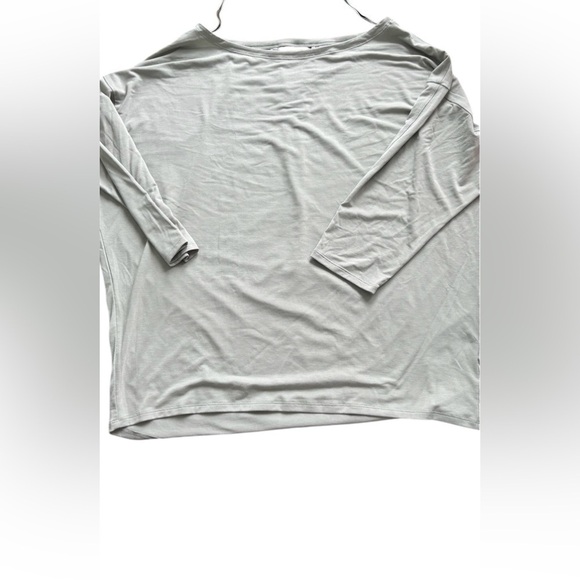 Athleta Tops - ATHLETA Sage Green Boat Neck Pleated Cutout Back 3/4 Sleeve Knit Top Size xl